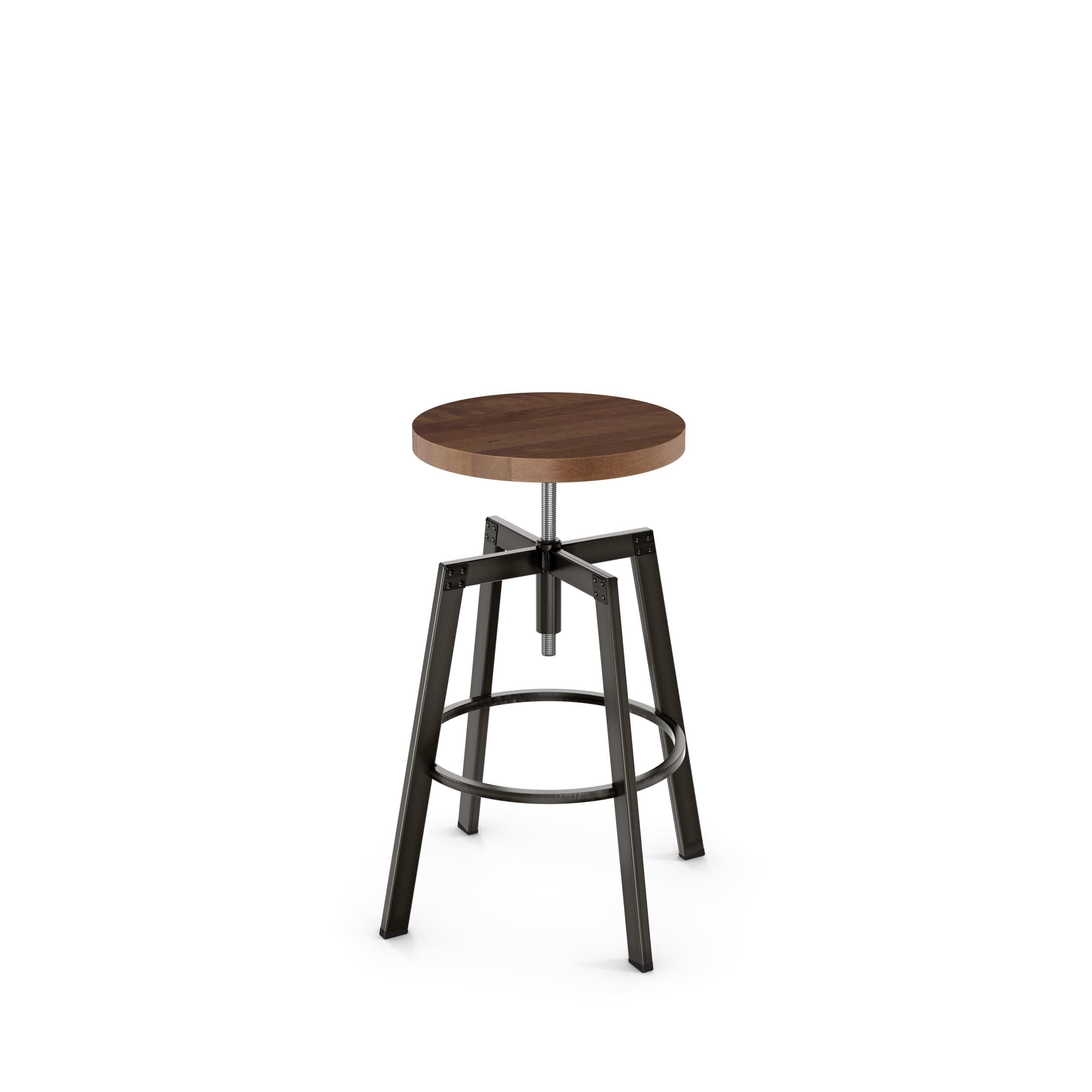 Architect Screw Swivel Stool w/Wood Seat by Amisco