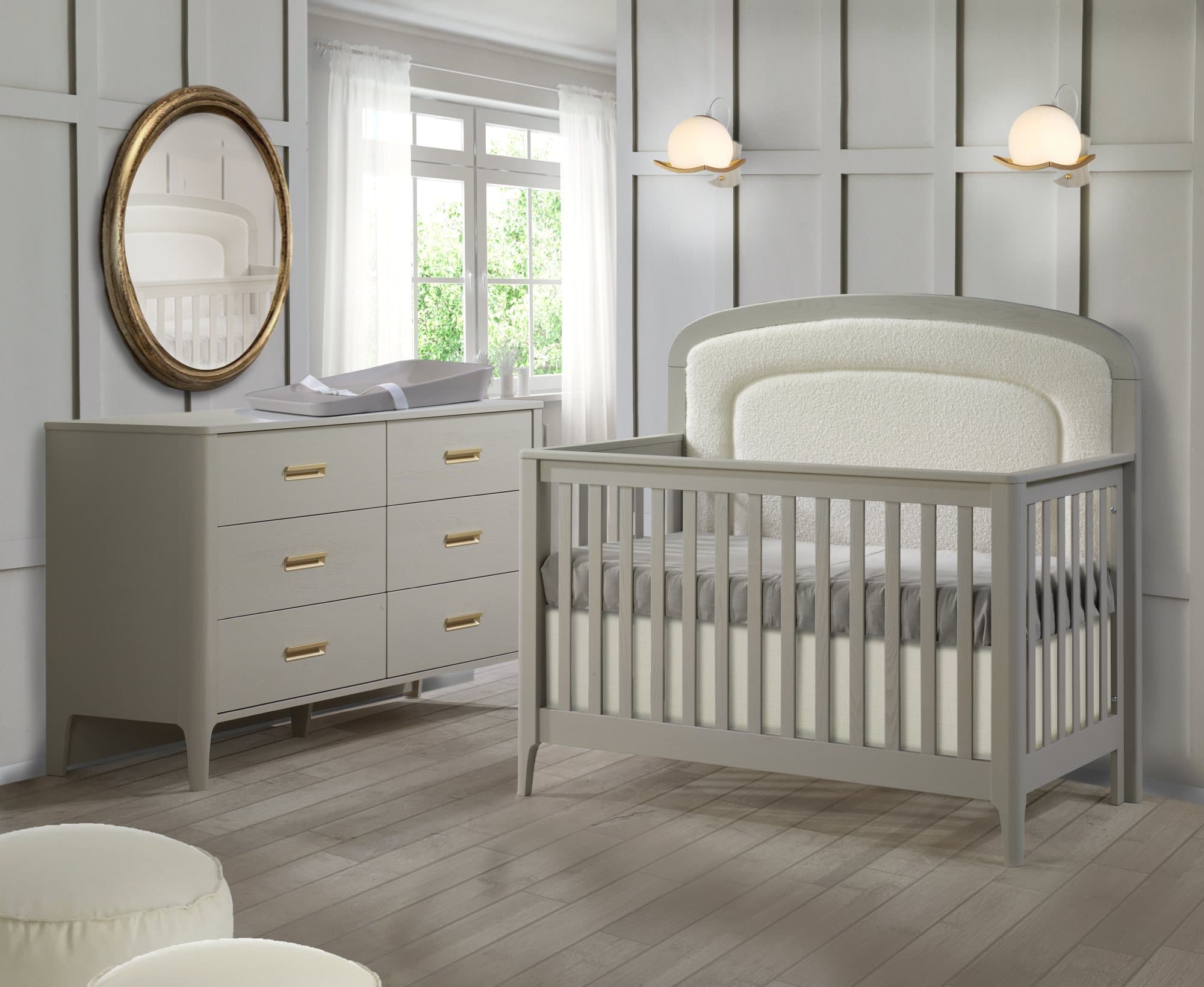 Palo Convertible Crib w/Upholstered Headboard by Natart