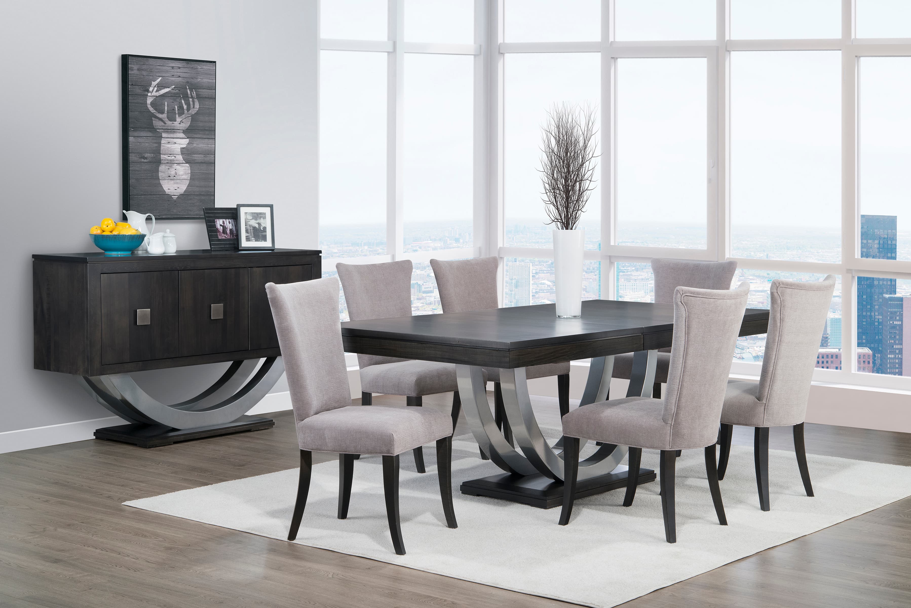 Contempo Dining Table w/Metal Curve by Handstone