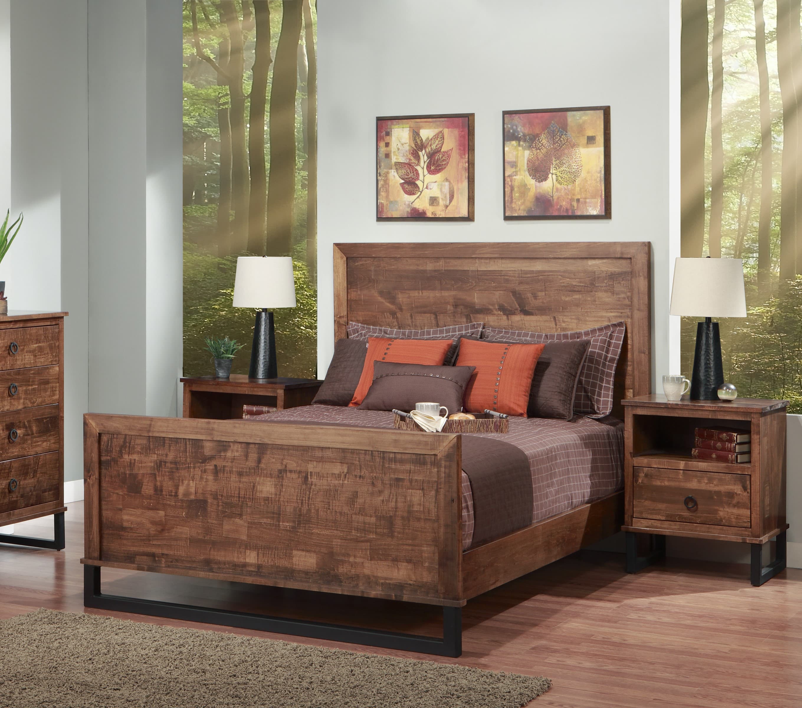 Cumberland Bed w/Wood Headboard & High Footboard by Handstone