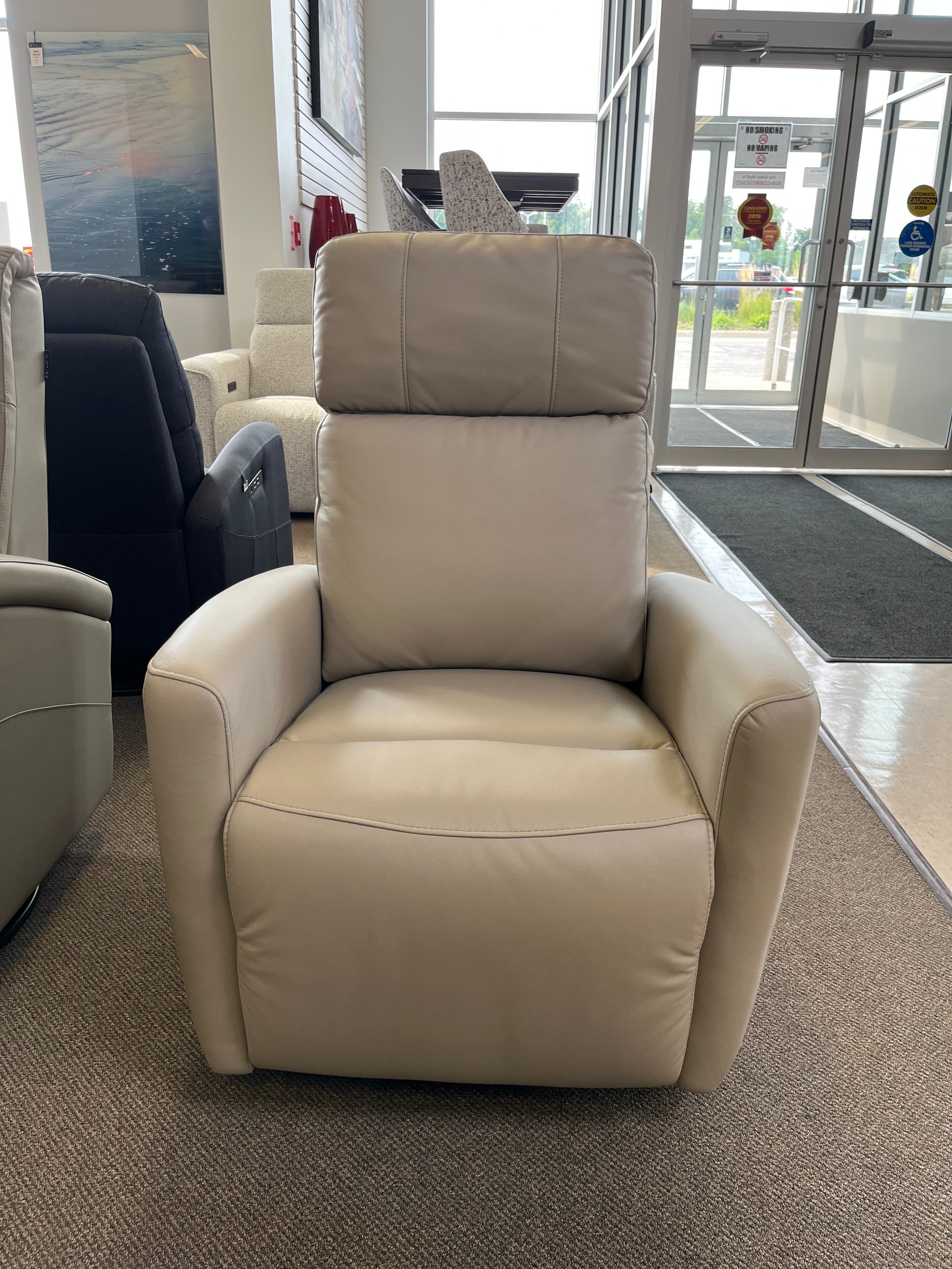 Prague Leather Swivel Glider Power Recliner Chair by Azur