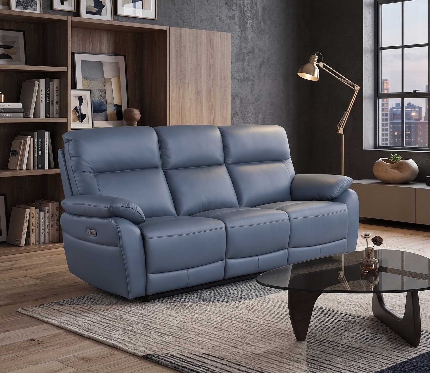 Oakland Leather Power Recliner Sofa by Azur