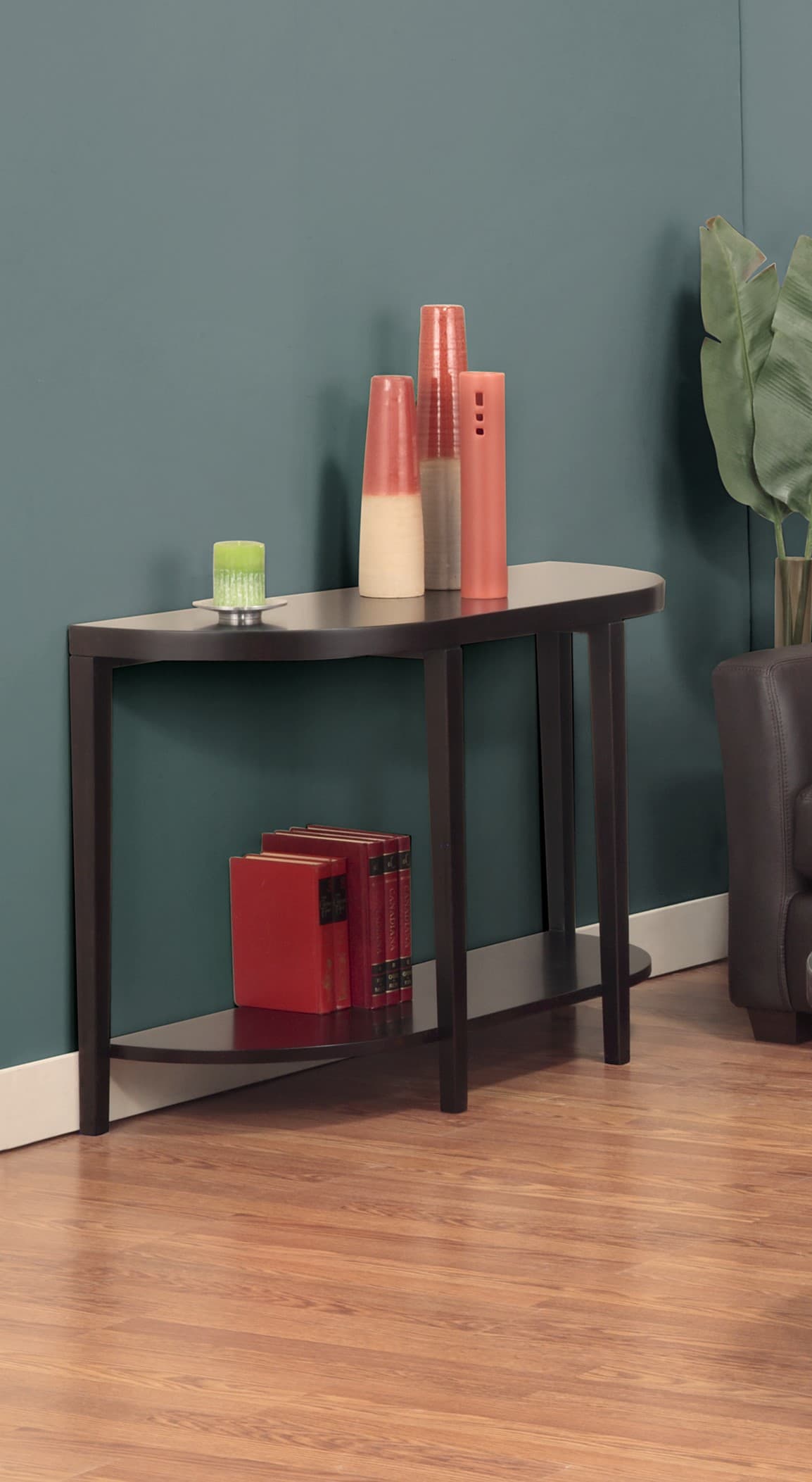 Stockholm Half Round Sofa Table w/Shelf by Handstone