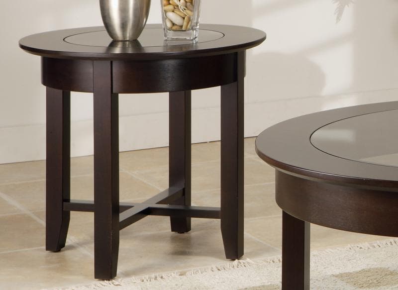 Demi-Lune Round End Table w/Glass Top by Handstone