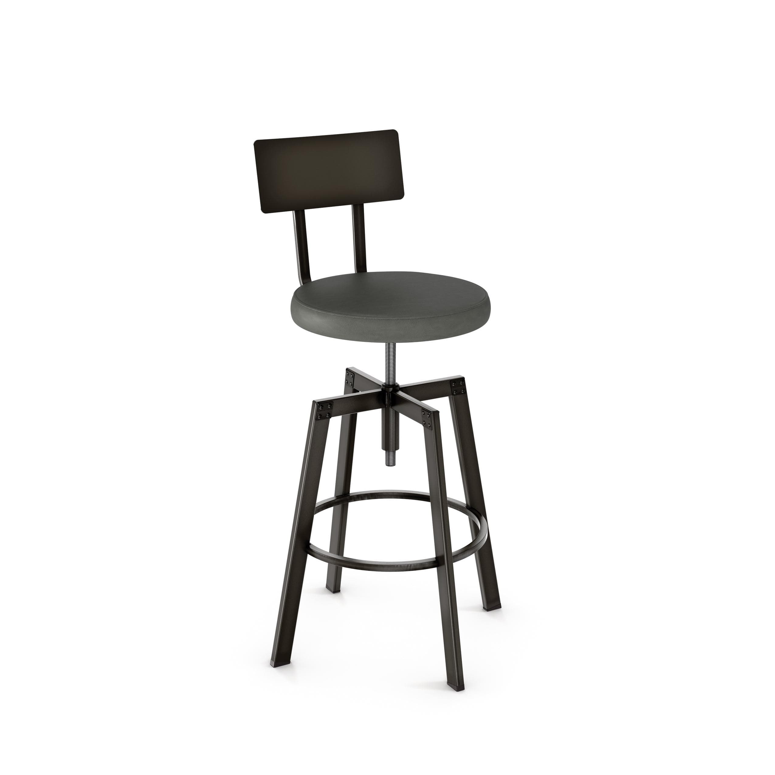 Architect Screw Swivel Stool w/Fabric Seat & Metal Backrest by Amisco