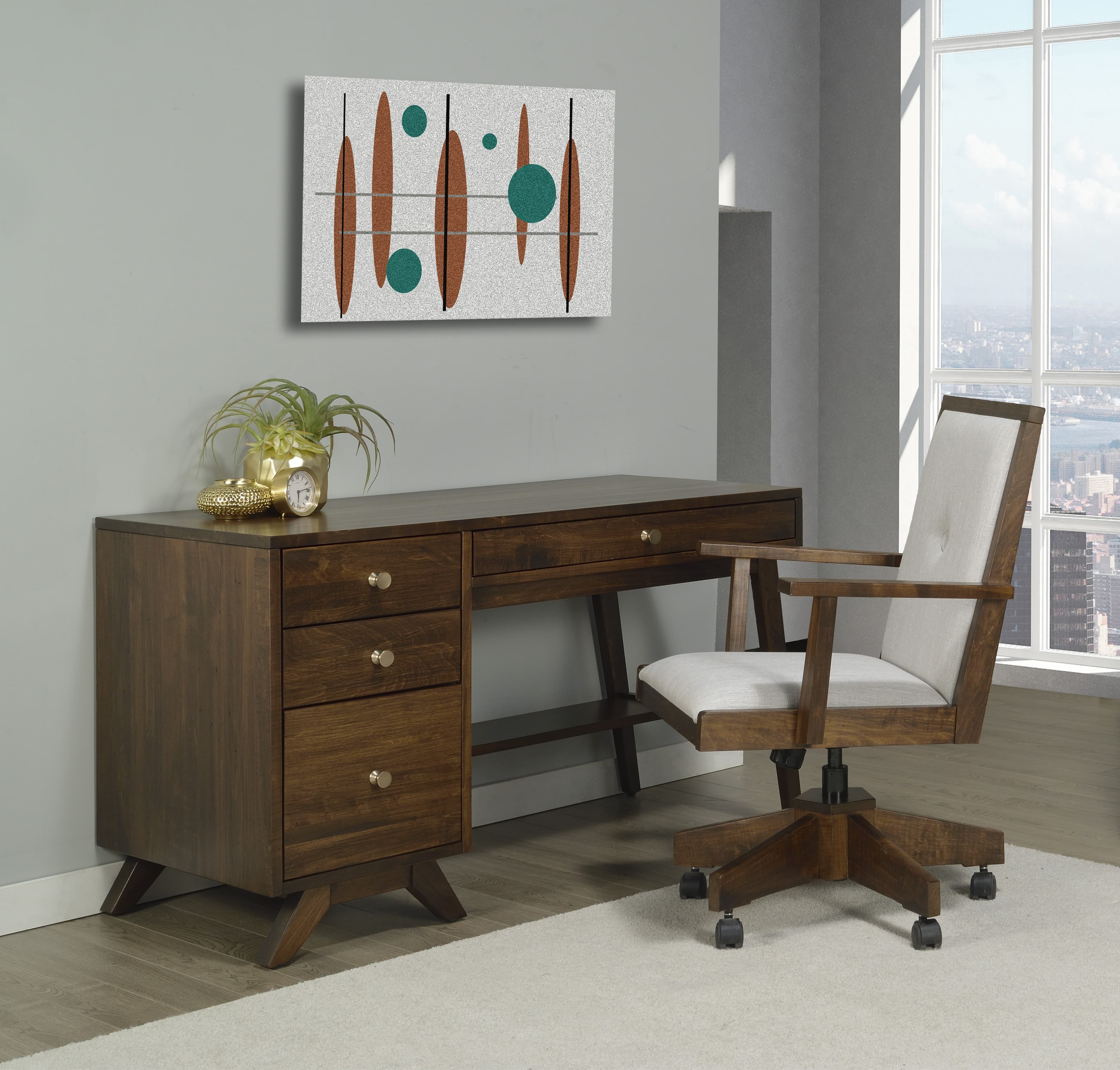 Tribeca Single Pedestal Desk by Handstone
