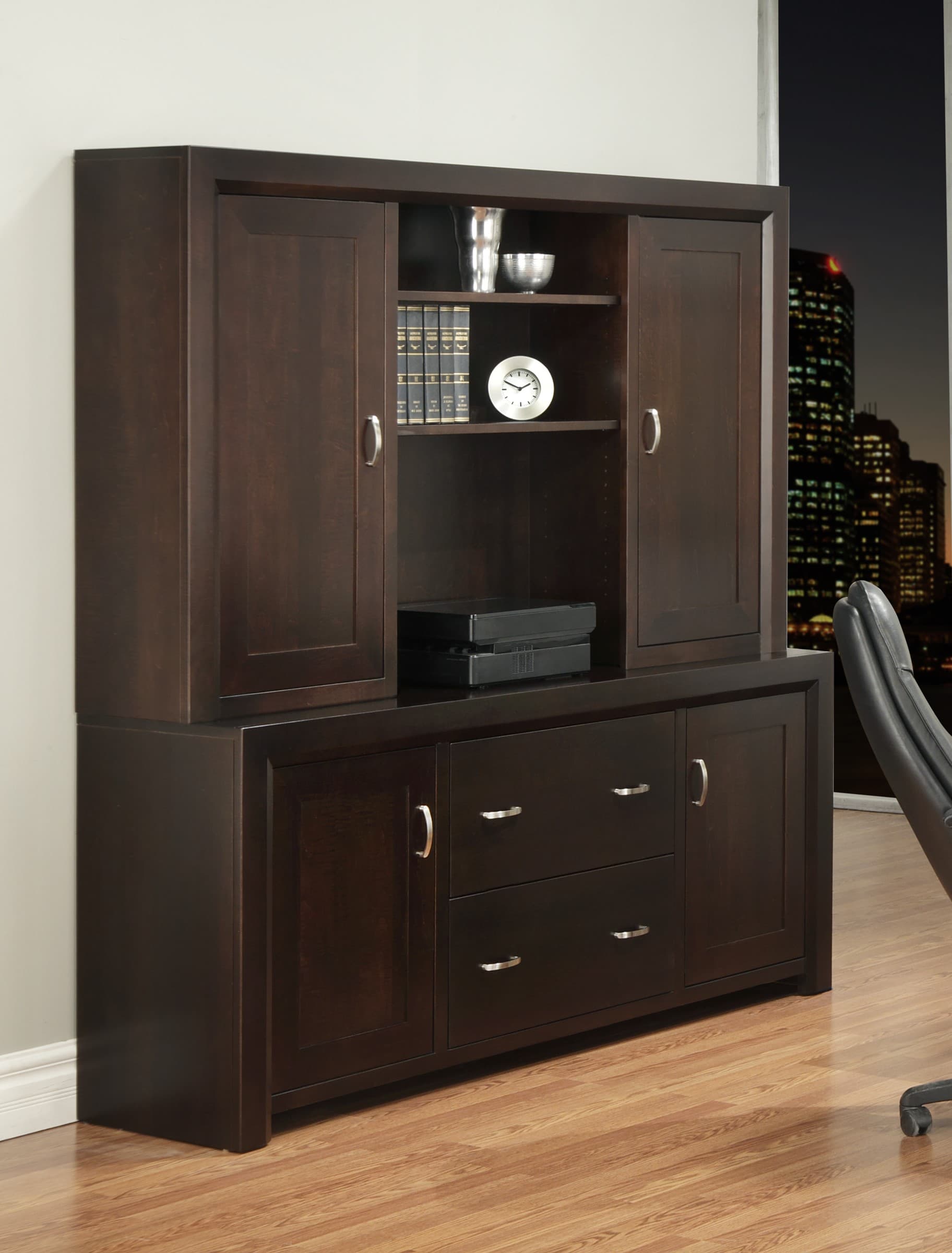 Contempo Office Credenza w/Hutch by Handstone