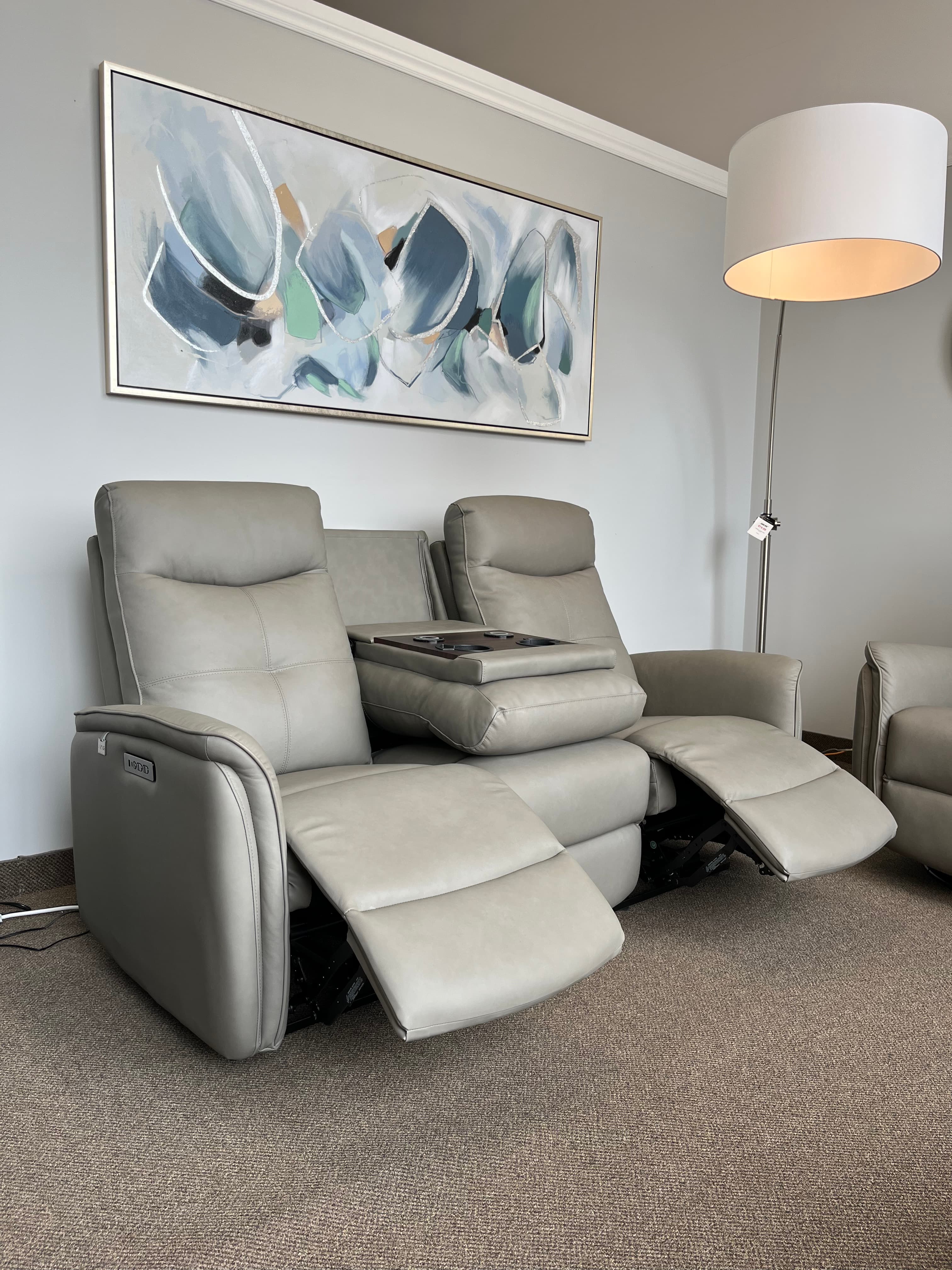 Oslo Leather Power Recliner Sofa w/Adjustable Headrest by Azur
