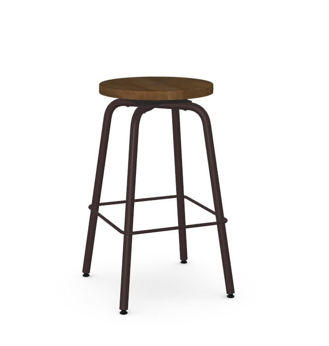 Button Swivel Stool w/Wood Seat by Amisco
