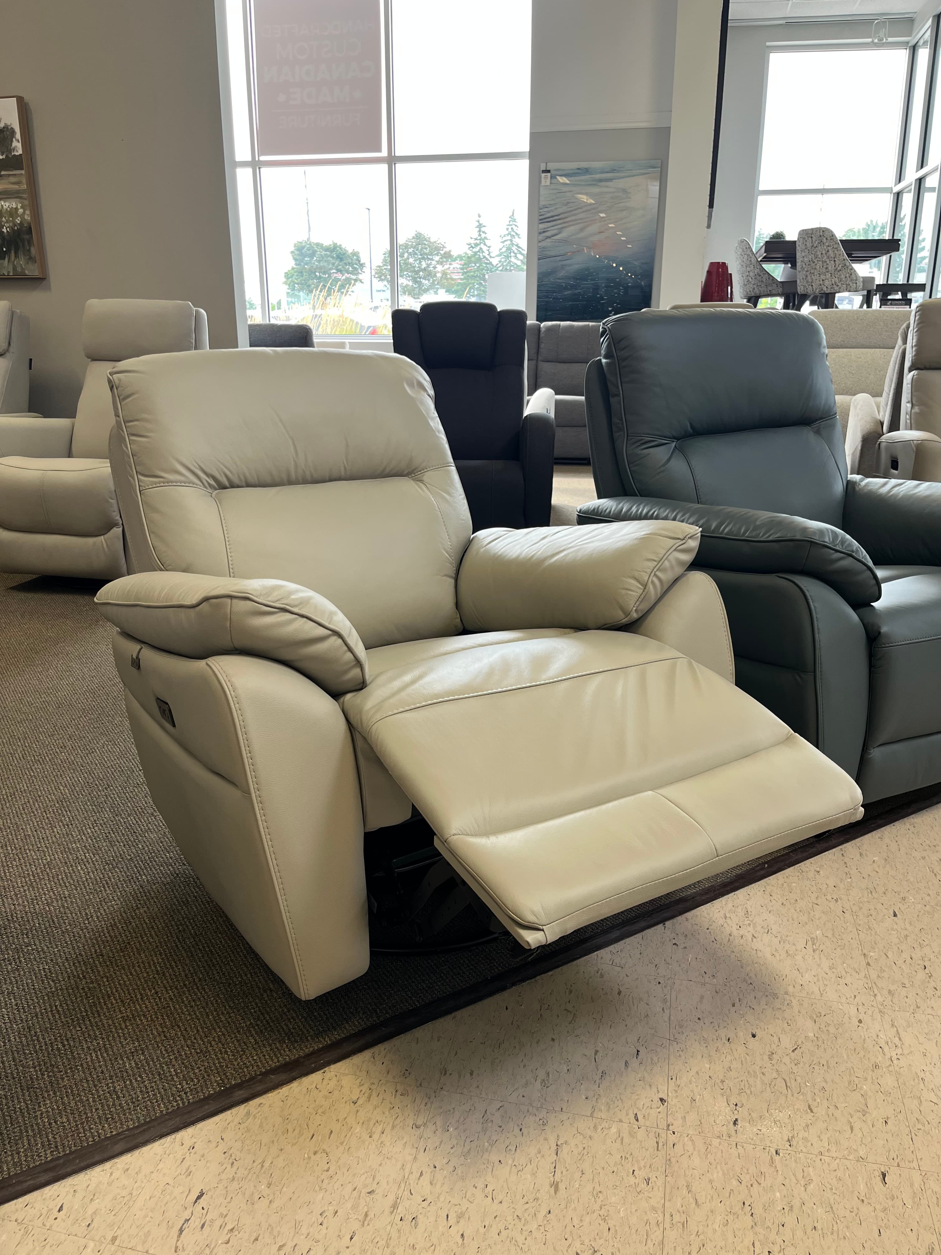 Oakland Leather Swivel Glider Power Recliner Chair by Azur