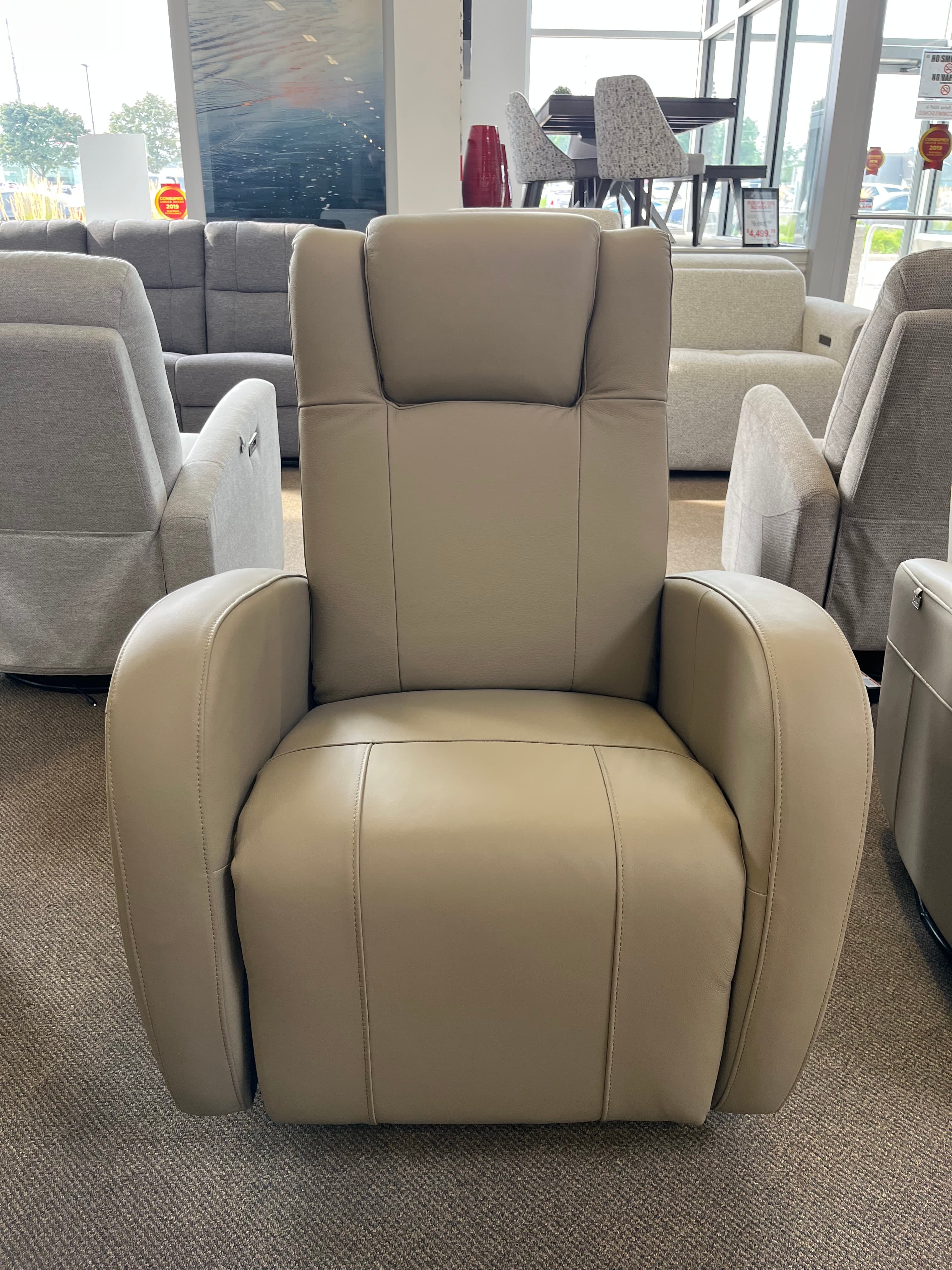 Marseille Leather Swivel Glider Power Recliner Chair w/Adjustable Headrest by Azur