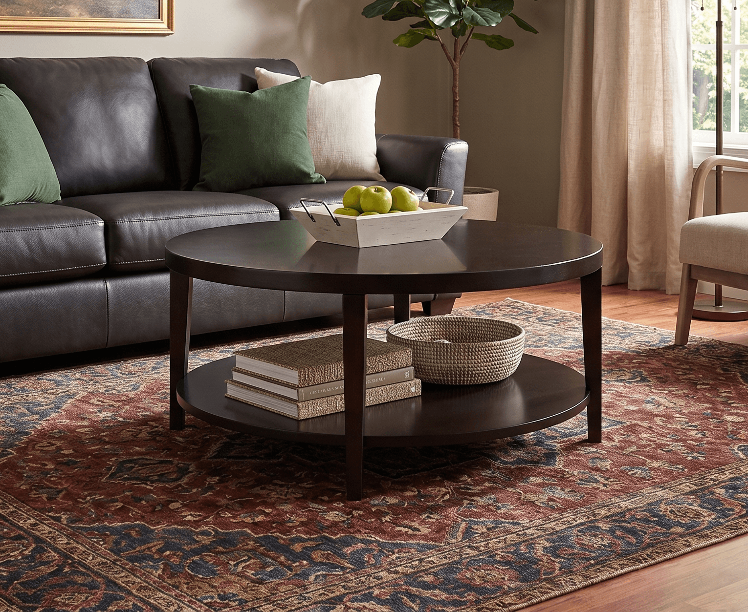 Stockholm Round Coffee Table w/Shelf by Handstone