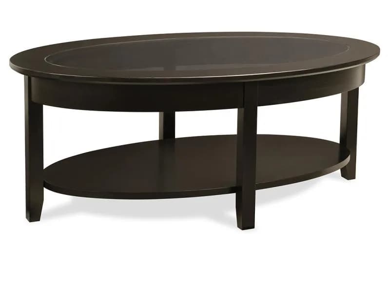 Demi-Lune Elliptical Oval Glass Top Table w/Shelf by Handstone