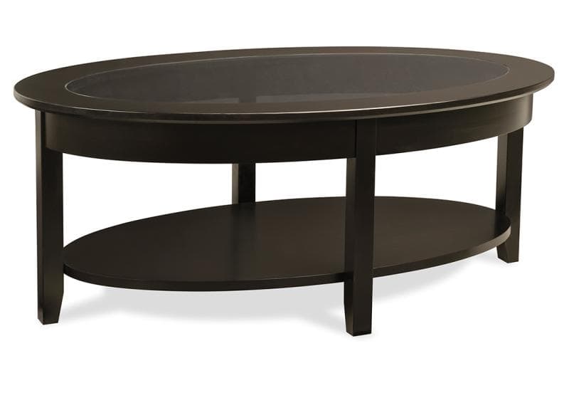 Demi-Lune Elliptical Oval Glass Top Table w/Shelf by Handstone