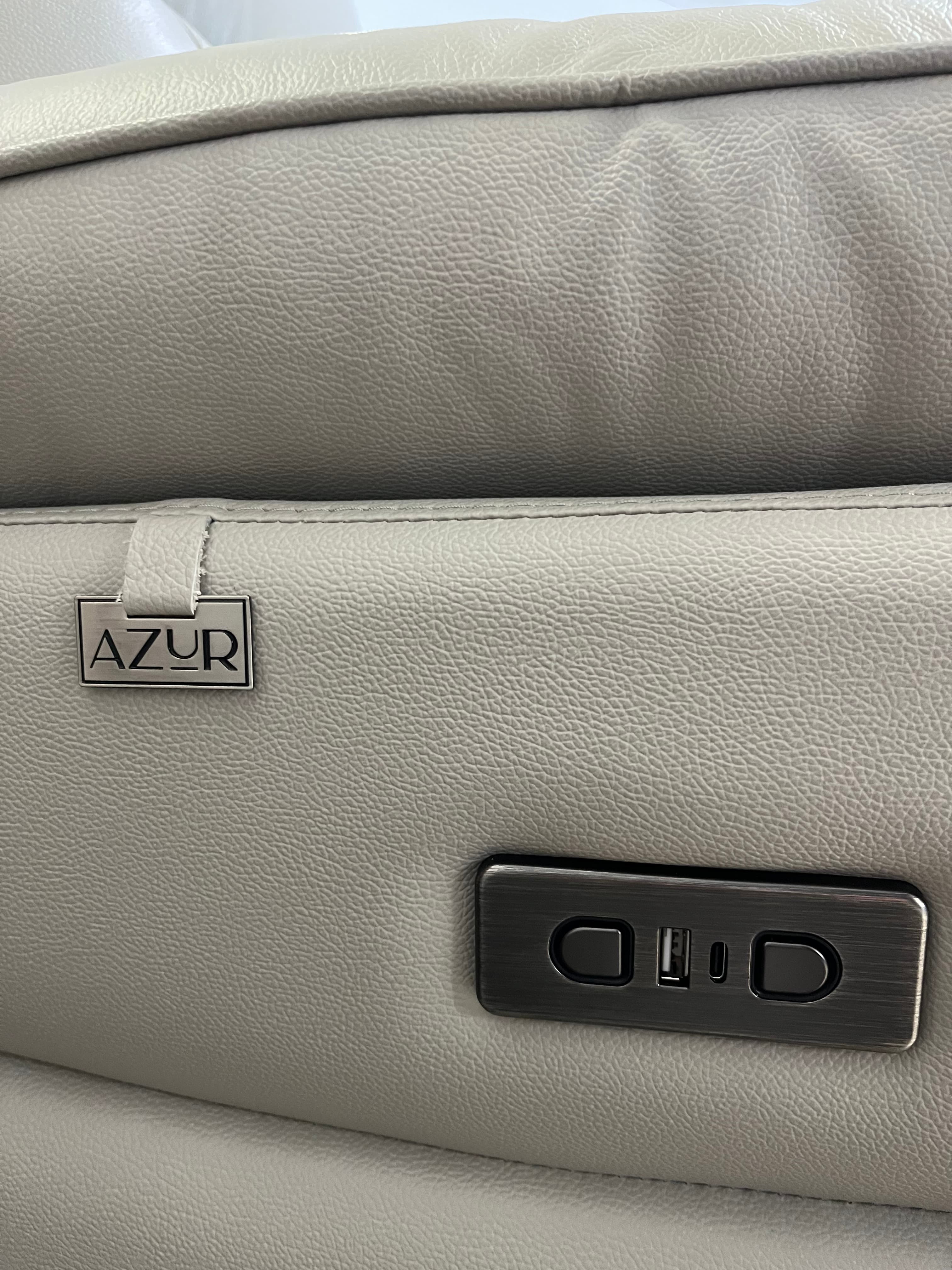 Oakland Leather Power Recliner Sofa w/Drop Down Console by Azur
