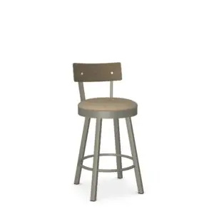 Lauren Swivel Stool w/Fabric Seat & Veneer Backrest by Amisco