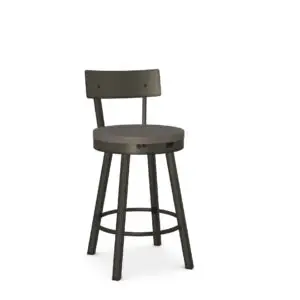 Lauren Swivel Stool w/Wood Seat & Metal Backrest by Amisco