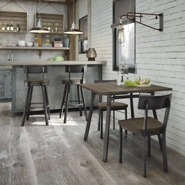 Lauren Swivel Stool w/Wood Seat & Metal Backrest by Amisco - Image 3