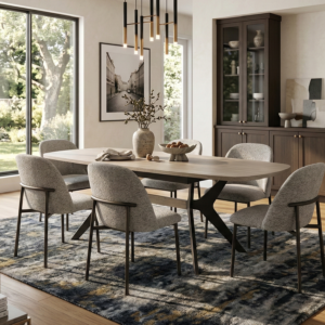 Boomerang Oval Dining Table & Luongo Chairs by Amisco