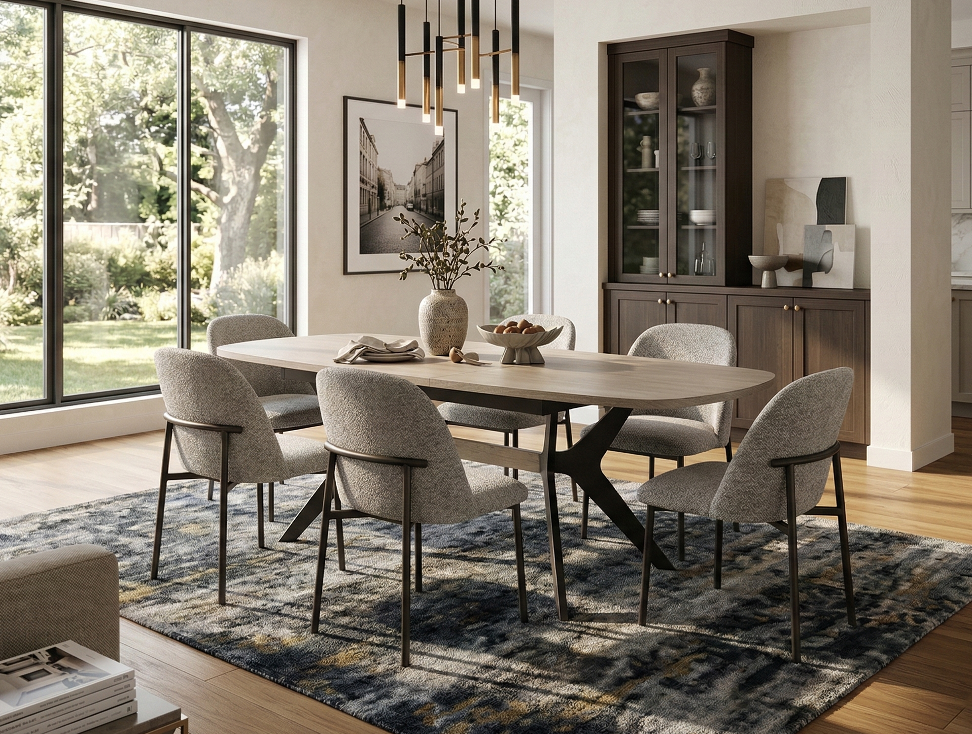 Boomerang Oval Dining Table & Luongo Chairs by Amisco