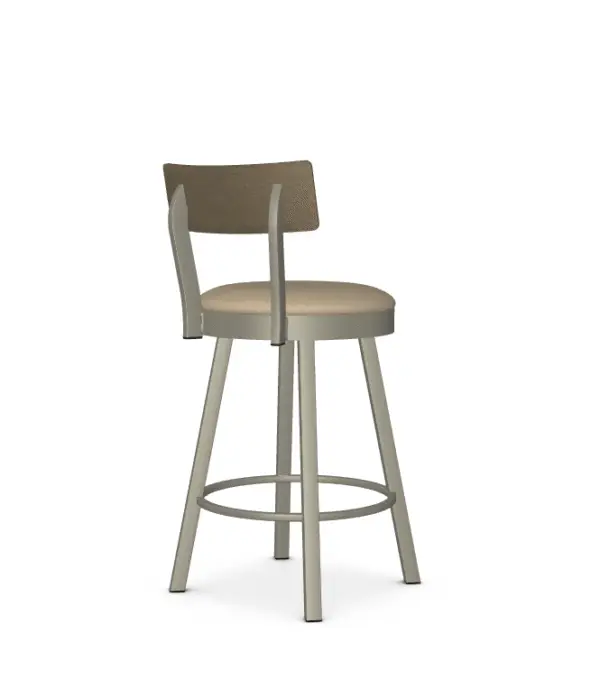 Lauren Swivel Stool w/Fabric Seat & Veneer Backrest by Amisco - Image 2