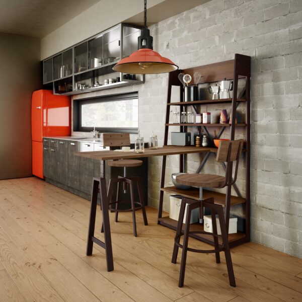 Architect Screw Swivel Stool w/Wood Seat & Wood Backrest by Amisco - Image 2