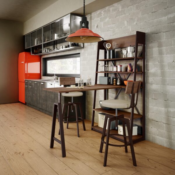 Architect Screw Swivel Stool w/Fabric Seat & Wood Backrest by Amisco - Image 2