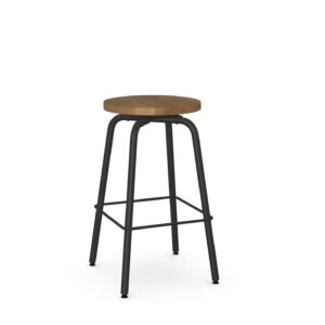Button Swivel Stool w/Wood Seat by Amisco